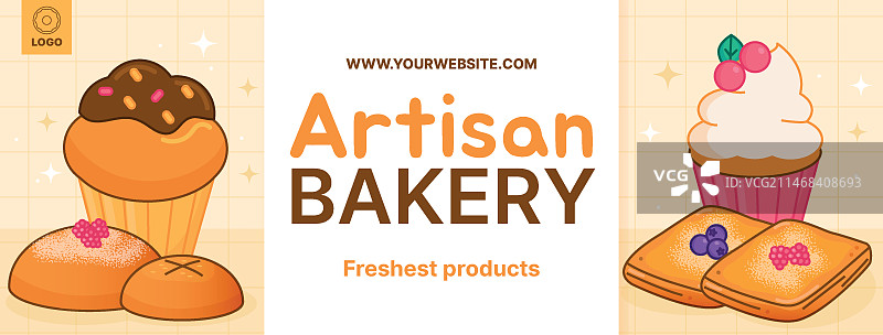 手绘美味烘焙食品Facebook封面图片素材