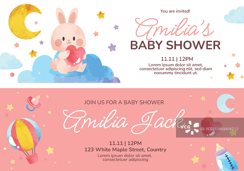 水彩婴儿派对横幅图片素材