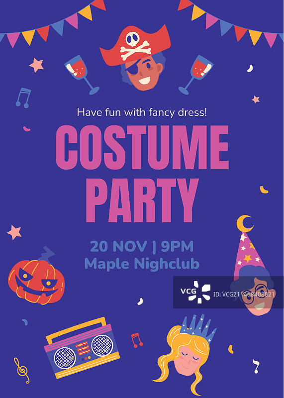 手绘化妆舞会海报图片素材