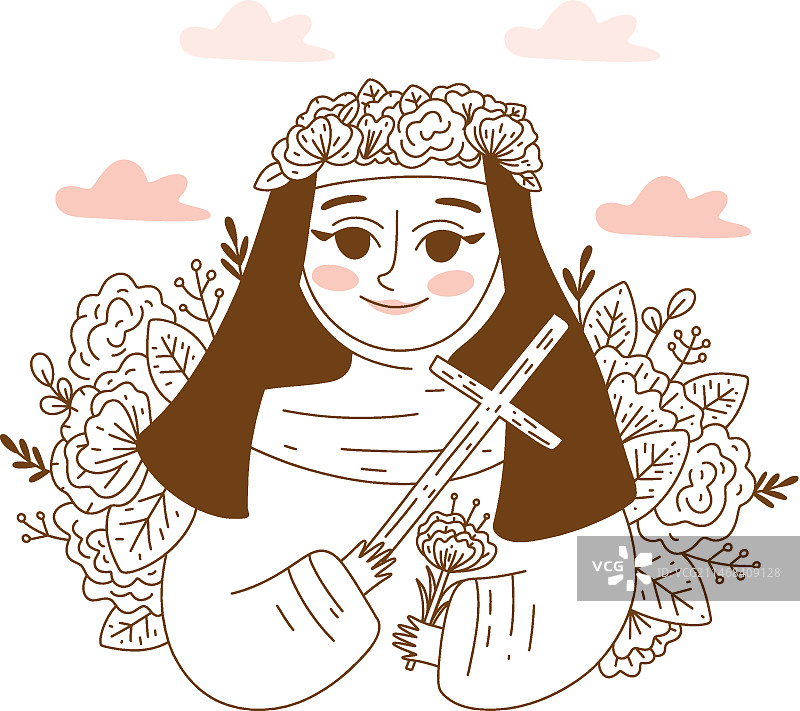 手绘利马的圣罗莎插画图片素材