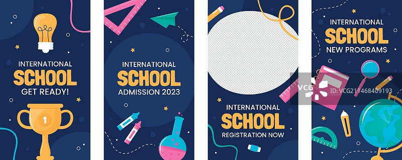 扁平风格国际学校Instagram快拍图片素材