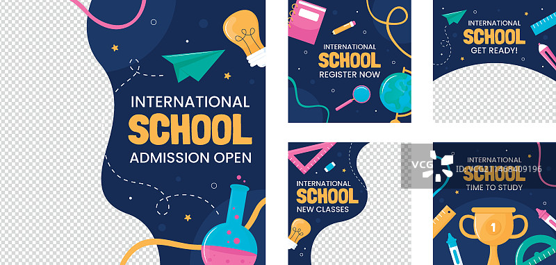 扁平风格国际学校Instagram帖子图片素材