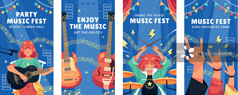 扁平风格的音乐节Instagram快拍图片素材