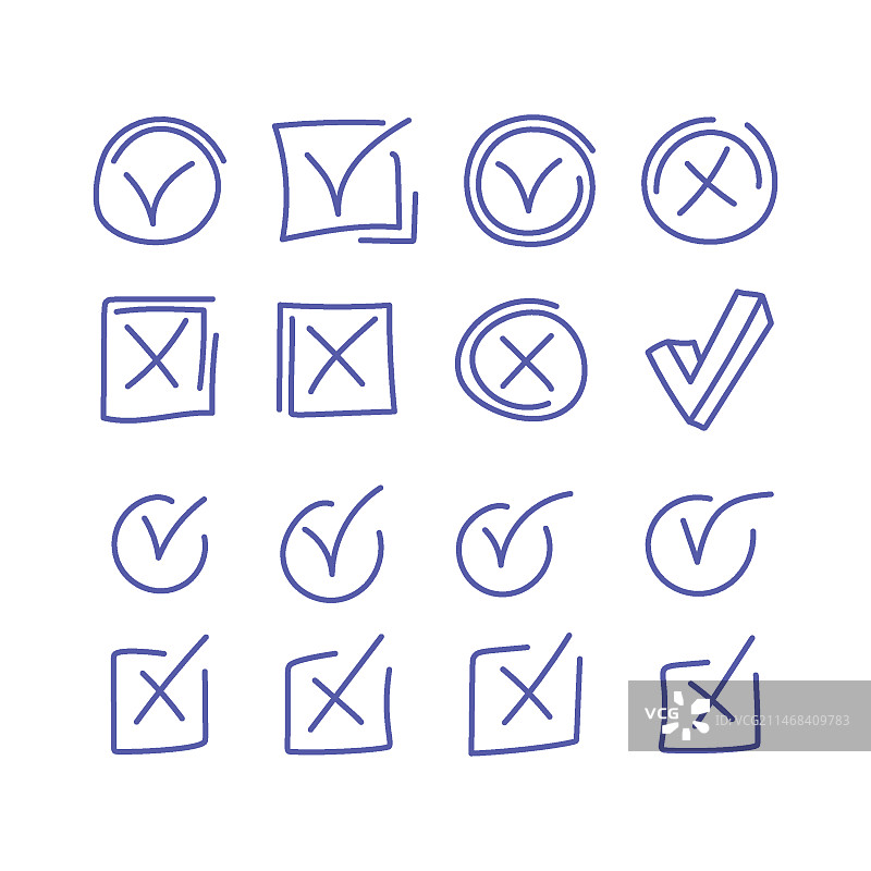 手绘涂鸦复选标记图标图片素材