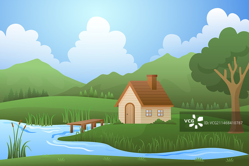 渐变乡村景观背景图片素材