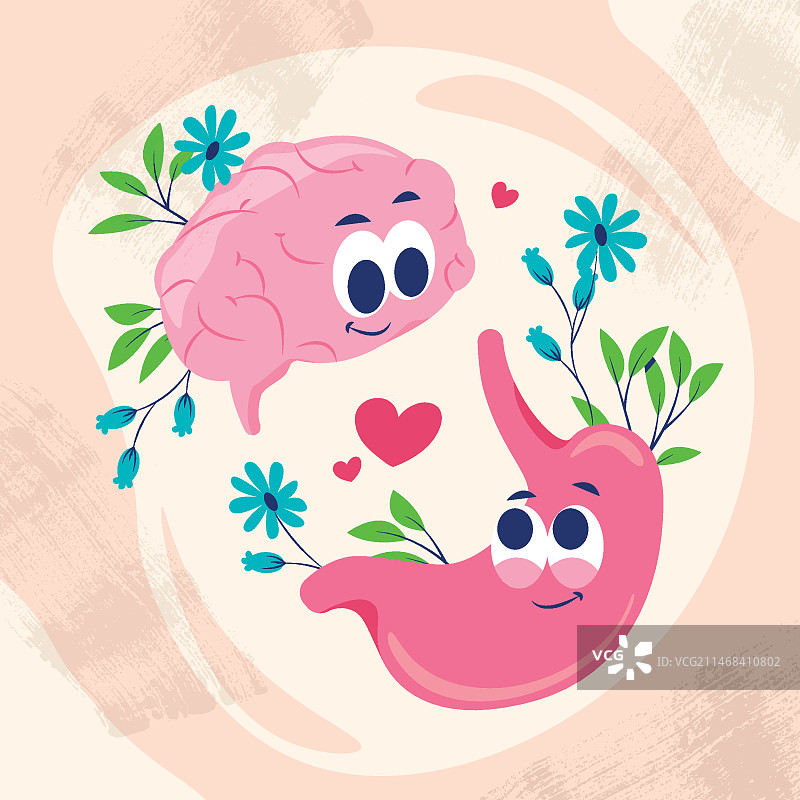 手绘益生菌和益生元插画图片素材