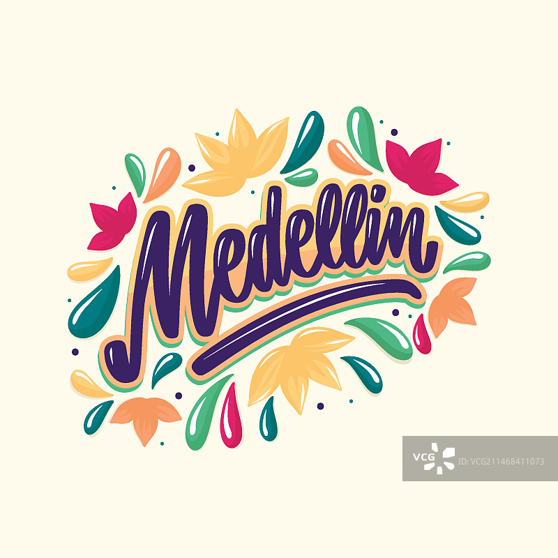 手绘麦德林文字插画图片素材