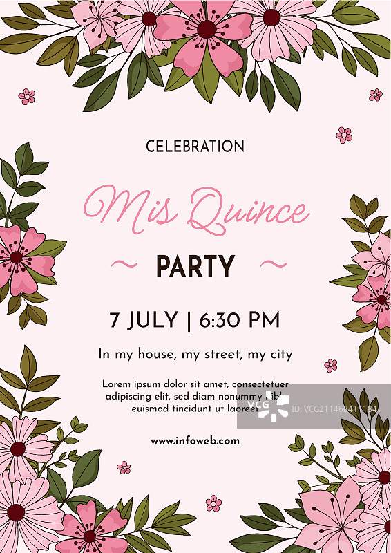 手绘十五岁成人礼庆典海报模板图片素材