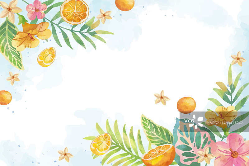 水彩彩色热带背景图片素材