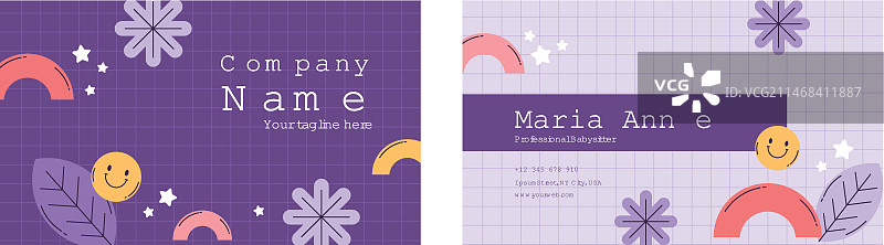 扁平风格的水平保姆名片设计图片素材