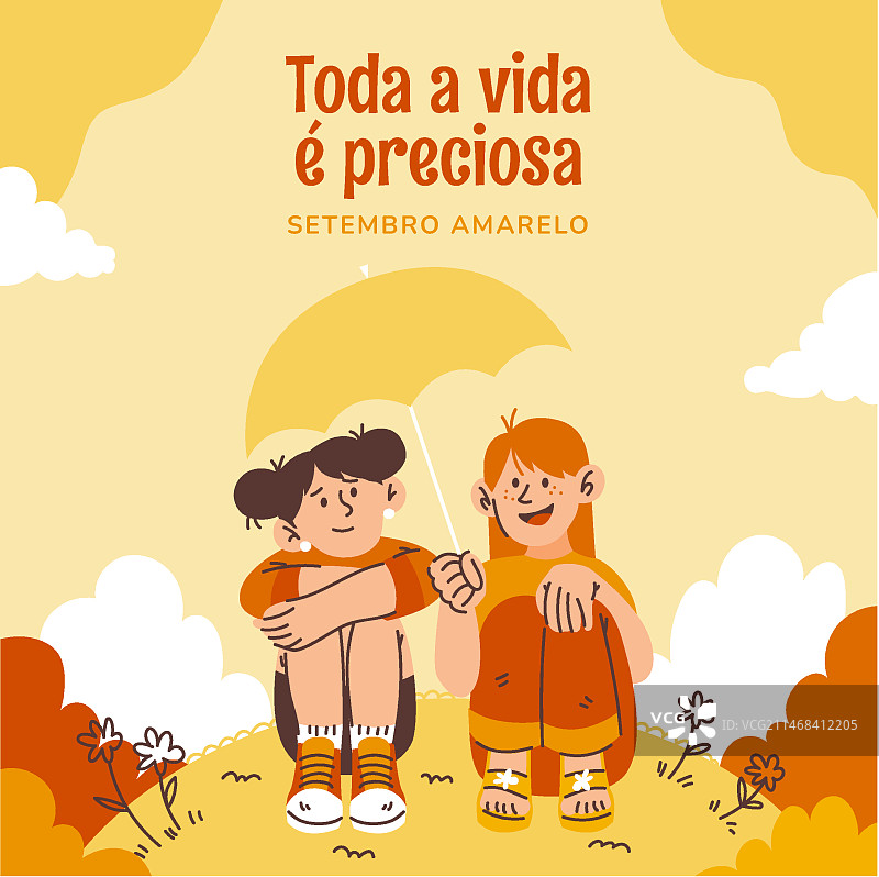 巴西预防自杀月扁平插画图片素材