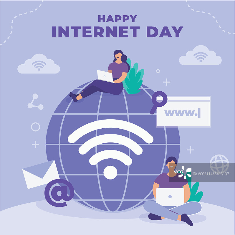 国际互联网日庆祝活动扁平插画图片素材