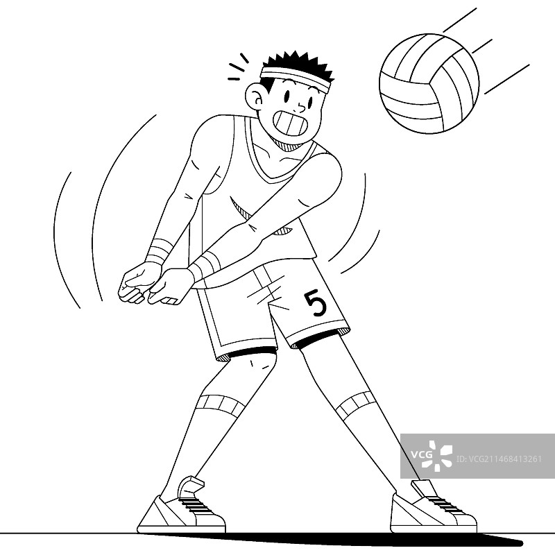 手绘排球轮廓插画图片素材