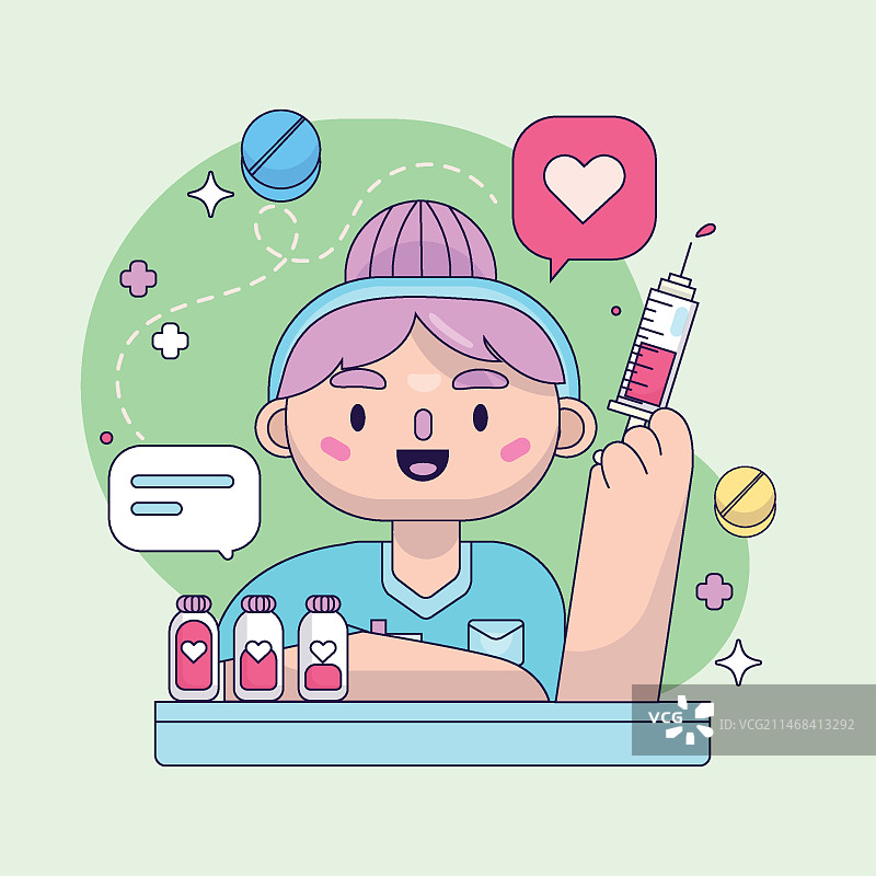 手绘护士卡通插画图片素材