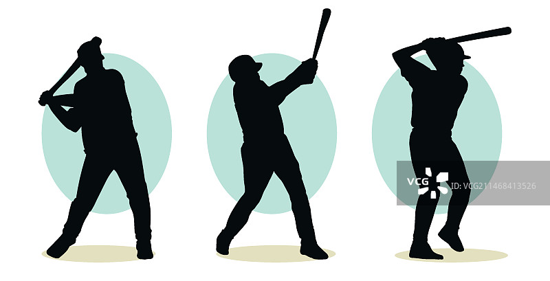 手绘棒球运动员轮廓剪影图片素材
