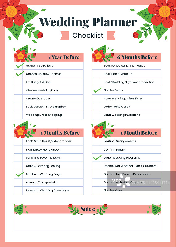 婚礼策划清单模板设计图片素材