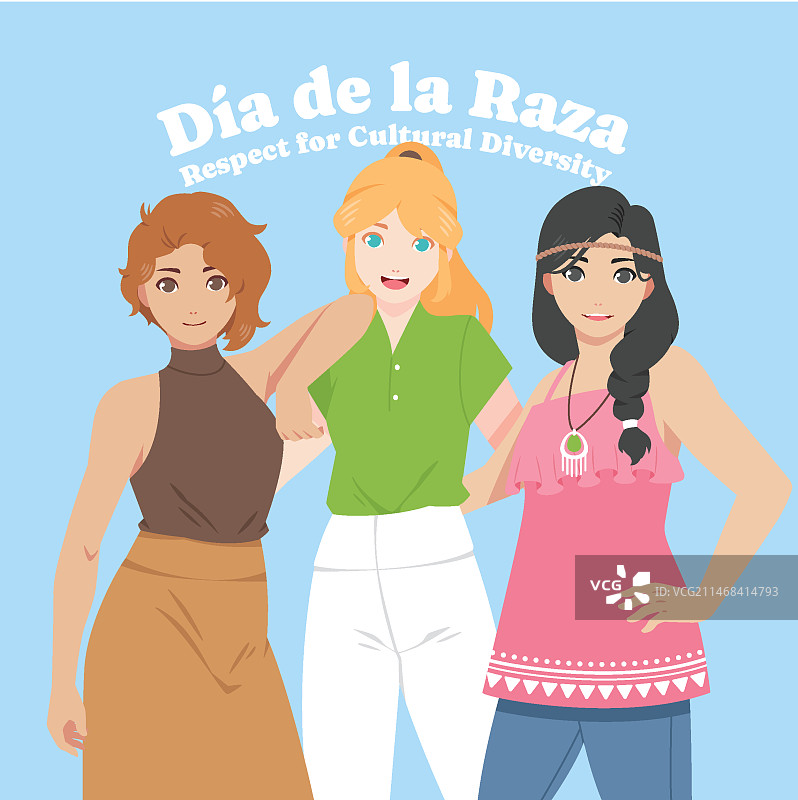 扁平风格种族日插画图片素材