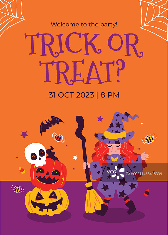 扁平风竖版万圣节海报模板图片素材