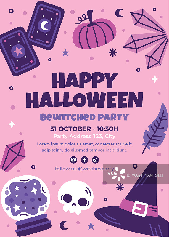 扁平风竖版万圣节海报模板图片素材