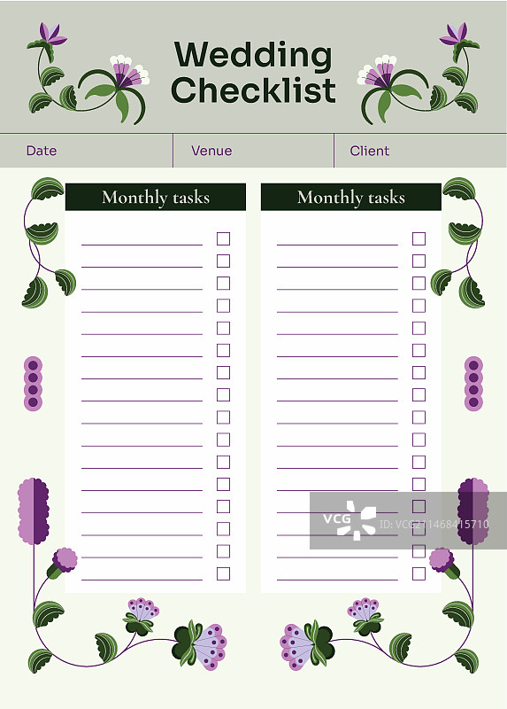 婚礼策划清单模板图片素材