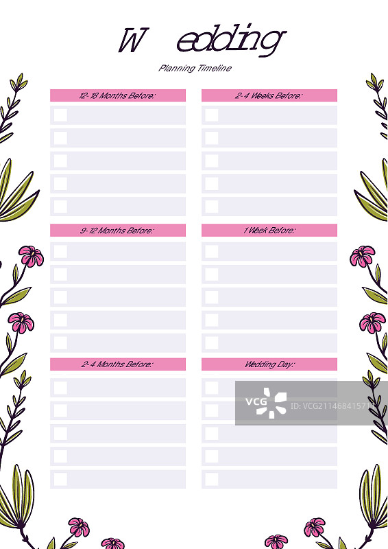 婚礼策划清单模板图片素材