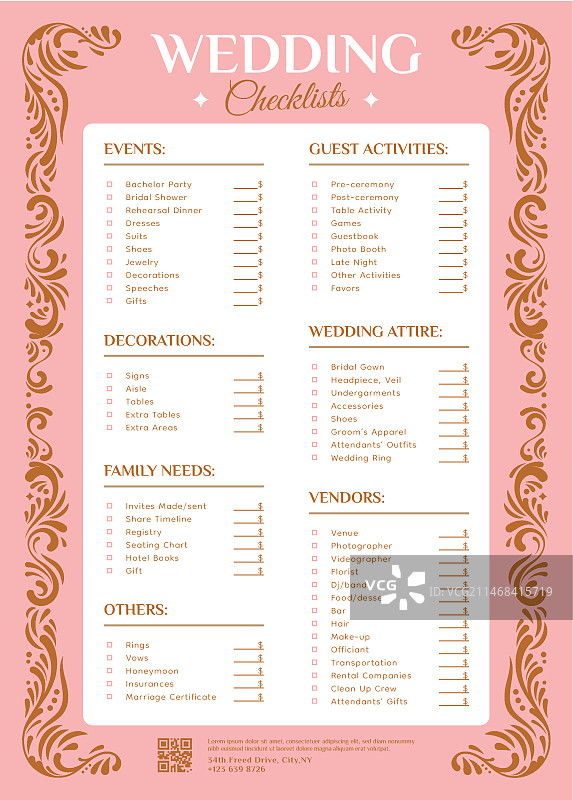 婚礼策划清单模板图片素材