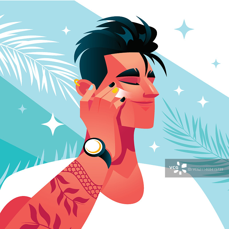 渐变男士理容插画图片素材