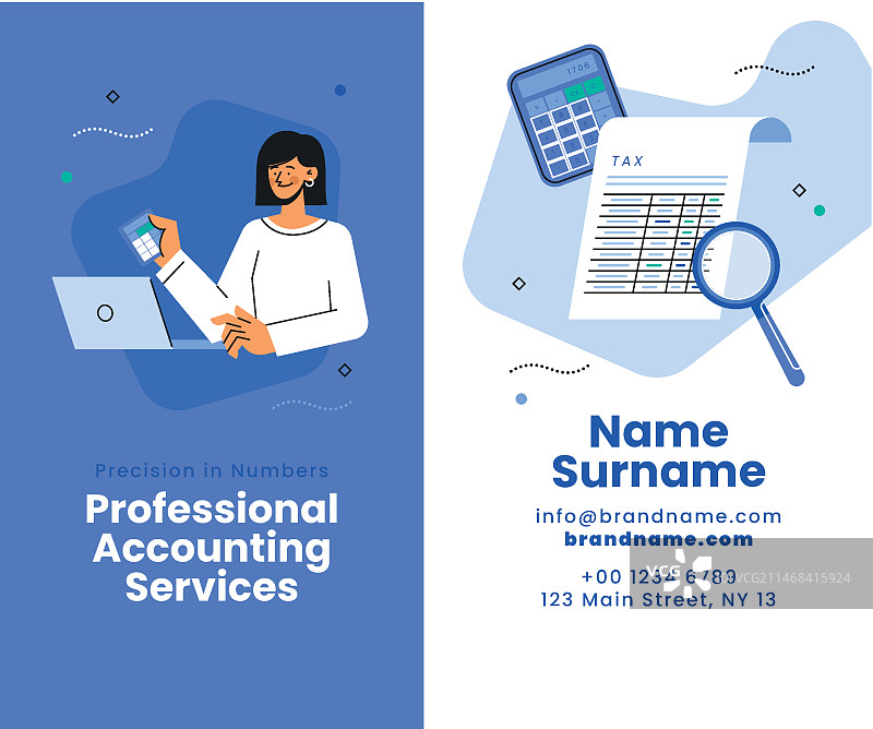 财务会计竖版名片图片素材