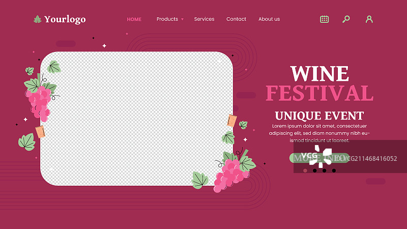 葡萄酒节着陆页模板图片素材