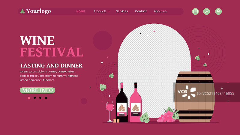 葡萄酒节着陆页模板图片素材