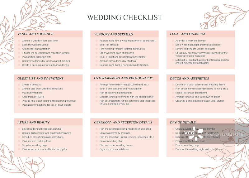 婚礼策划清单模板设计图片素材