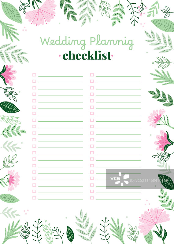 婚礼策划清单模板设计图片素材