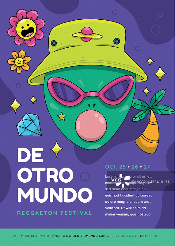 手绘雷鬼派对海报设计图片素材