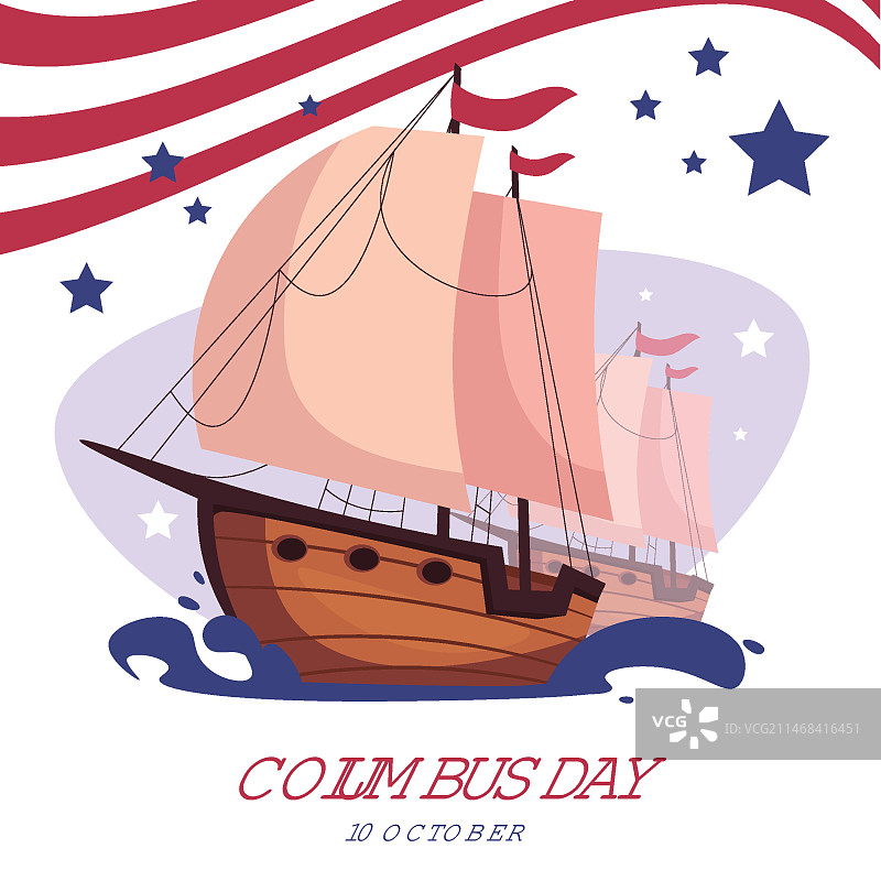 哥伦布日扁平风插画图片素材
