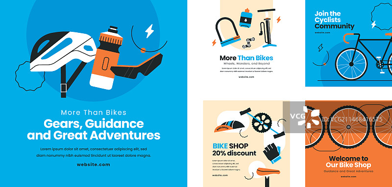 手绘自行车商店Instagram帖子图片素材