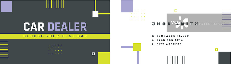 扁平风格汽车经销商横版名片图片素材