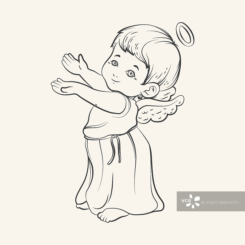 手绘婴儿天使插画图片素材