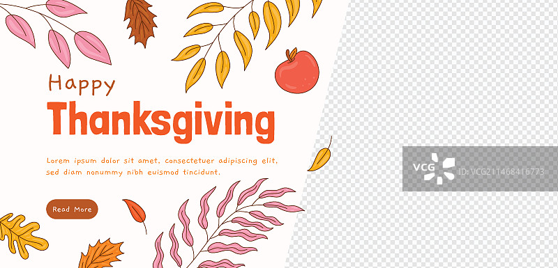 感恩节南瓜派手绘横幅模板图片素材