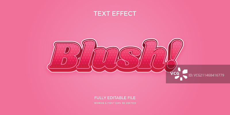 渐变热粉色腮红文字效果图片素材