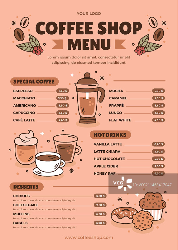 扁平风格咖啡店模板图片素材