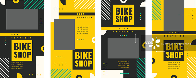 扁平风格自行车店模板图片素材