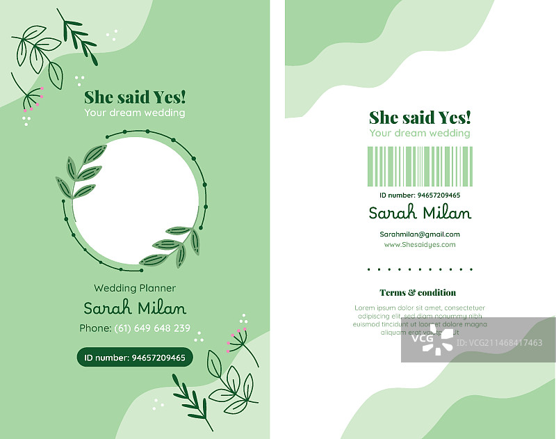 手绘婚礼身份卡模板图片素材