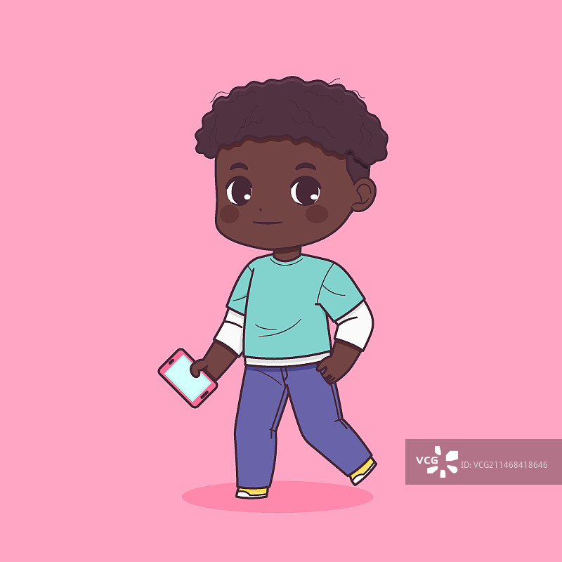 手绘行走卡通插画图片素材