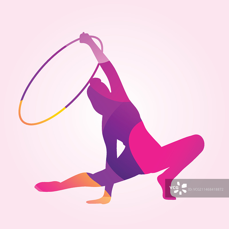 渐变色体操剪影图片素材