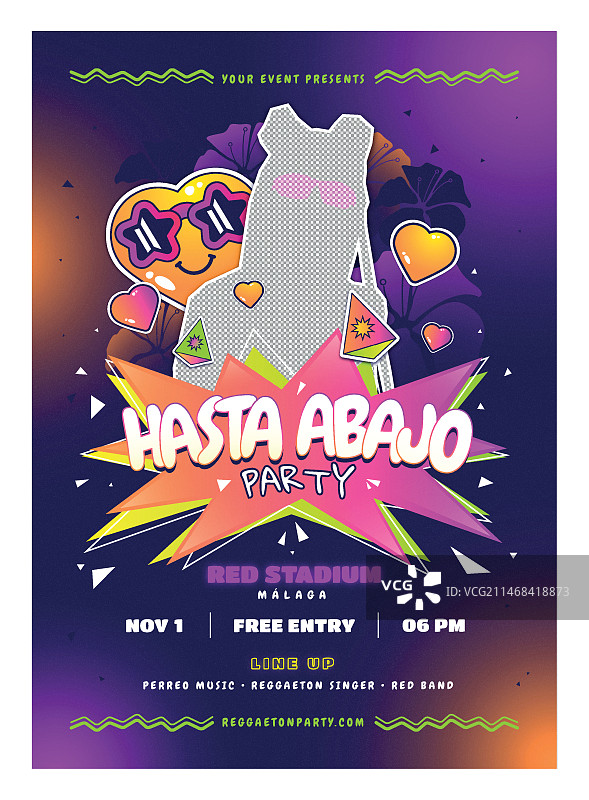 渐变雷鬼派对海报模板图片素材