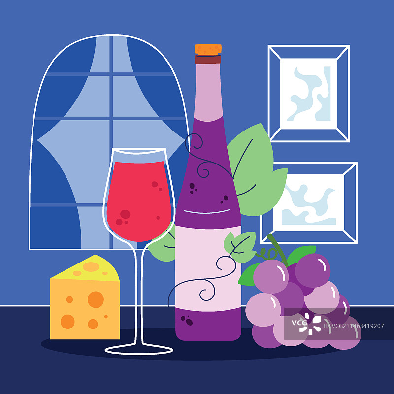 法国博若莱新酒节扁平插画图片素材