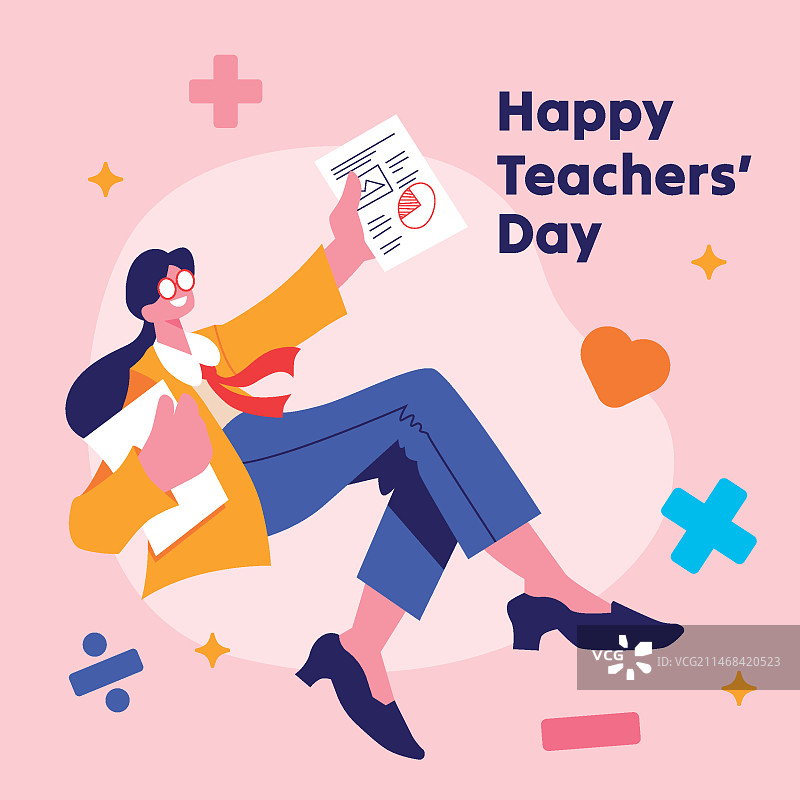 扁平风格世界教师节插画图片素材
