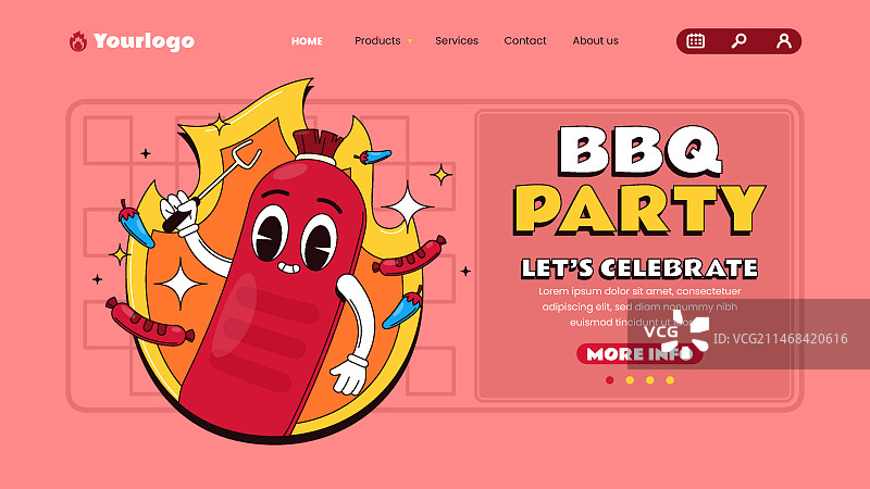 烧烤派对着陆页模板图片素材