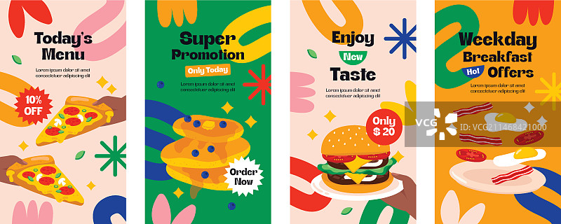 手绘美食餐厅Instagram快拍图片素材