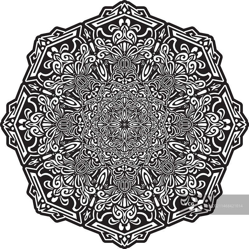 黑白装饰曼陀罗艺术图片素材